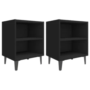 Lot de 2 tables de chevet métal noir design moderne mural, 40x30x50cm