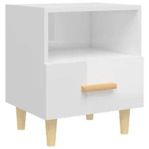 Lot de 2 tables de chevet bois blanc scandinave moderne suspendu, 40x35x47cm