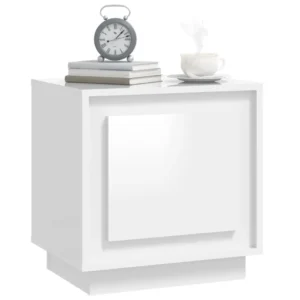 Lot de 2 chevets bois blanc design moderne étagère, 44x35x45cm