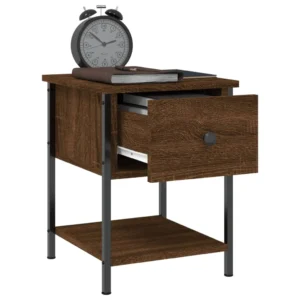 Lot de 2 chevets chêne marron moderne 3 tiroirs, 34x35.5x45cm