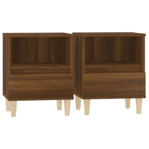 Lot de 2 chevets chêne marron rustique étagère, 40x35x50cm