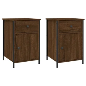 Lot de 2 tables de nuit chêne marron design transparent, 40x42x60cm