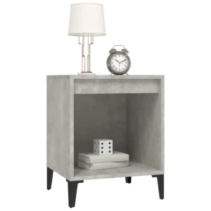 Lot de 2 tables de chevet bois gris design moderne étagère ouverte, 40x35x50cm