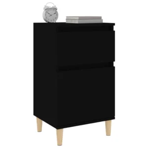 Lot de 2 chevets bois noir design moderne tiroir coulissant, 40x35x70cm