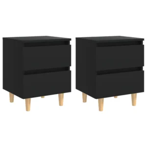 Lot de 2 tables de nuit pin design scandinave LED, 40x35x50cm