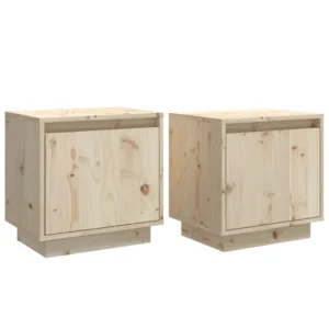 Lot de 2 chevets pin design moderne tablette, 40x30x40cm