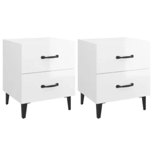 Lot de 2 chevets bois blanc industriel 1 tiroir, 40x35x47.5cm