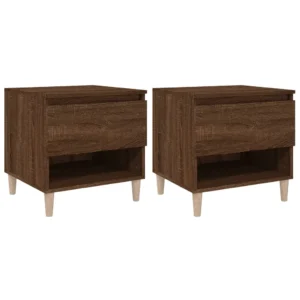 Lot de 2 tables de chevet chêne marron bohème tablette, 50x46x50cm