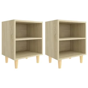 Lot de 2 chevets bois design scandinave mural, 40x30x50cm