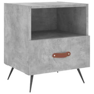 Lot de 2 tables de nuit bois gris design moderne suspendu, 40x35x47.5cm