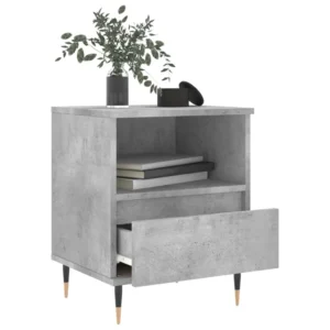 Lot de 2 tables de nuit bois gris design moderne étagère, 40x35x50cm