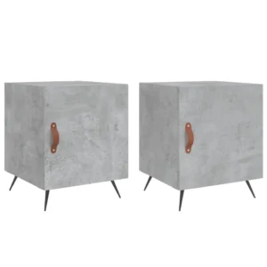 Lot de 2 tables de chevet bois gris design moderne mural, 40x40x50cm