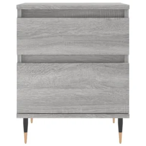Lot de 2 tables de nuit bois gris moderne 3 tiroirs, 40x35x50cm