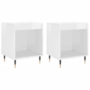 Lot de 2 tables de nuit bois moderne minimaliste étagère, 40x35x50cm