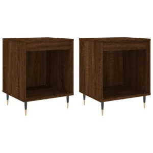 Lot de 2 tables de nuit bois marron design moderne suspendu, 40x35x50cm