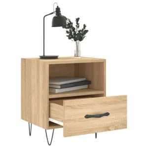 Lot de 2 tables de chevet chêne moderne connecté, 40x35x47.5cm