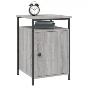 Lot de 2 chevets bois gris design minimaliste compact, 40x42x60cm
