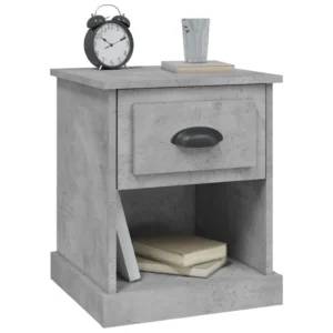 Lot de 2 tables de chevet bois gris design moderne 2 tiroirs, 39x39x47.5cm