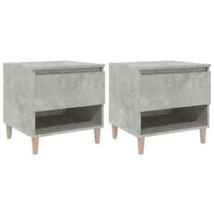 Lot de 2 tables de chevet bois gris design moderne connecté, 50x46x50cm