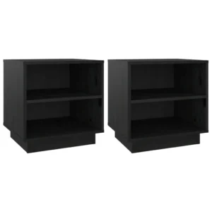Lot de 2 tables de chevet pin design moderne étagère, 40x34x40cm