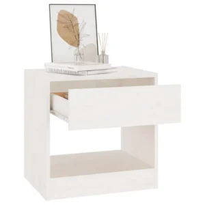 Lot de 2 chevets pin blanche rustique 1 tiroir, 40x31x40cm