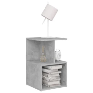 Lot de 2 tables de chevet bois gris design moderne étagère ouverte, 35x35x55cm