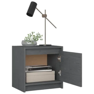 Lot de 2 tables de nuit pin gris design LED, 40x30.5x40cm