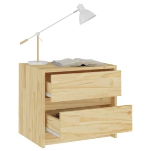 Lot de 2 tables de nuit pin rustique 3 tiroirs, 40x30.5x35.5cm