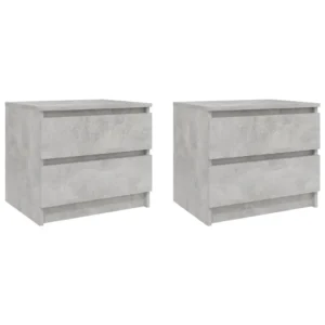 Lot de 2 tables de chevet gris moderne étagère ouverte, 50x39x43.5cm