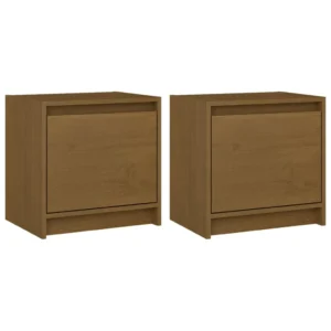 Lot de 2 chevets pin marron minimaliste suspendu, 40x30.5x40cm