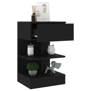 Lot de 2 tables de chevet bois design tiroir coulissant, 40x35x65cm