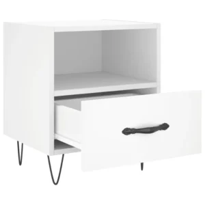 Lot de 2 tables de chevet bois blanc moderne connecté, 40x35x47.5cm