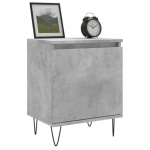 Lot de 2 tables de nuit bois gris design moderne mural, 40x30x50cm