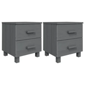 Lot de 2 chevets pin gris design moderne transparent, 40x35x44.5cm