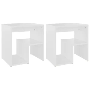 Lot de 2 tables de nuit bois design moderne étagère, 40x30x40cm