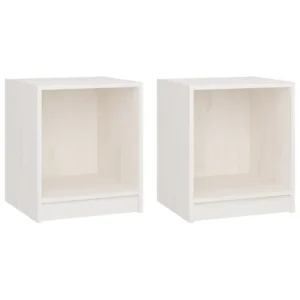 Lot de 2 chevets pin blanche moderne compact, 35.5x33.5x41.5cm