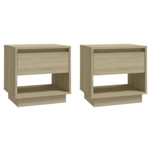 Lot de 2 tables de nuit chêne design transparent, 45x34x44cm