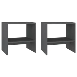 Lot de 2 tables de chevet pin gris original étagère, 40x30.5x40cm