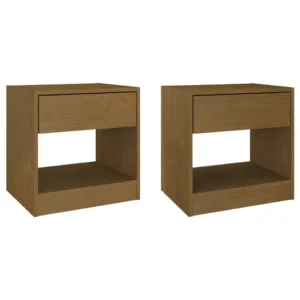 Lot de 2 chevets pin marron rustique connecté, 40x31x40cm