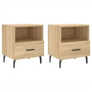 Lot de 2 tables de nuit chêne moderne 1 tiroir, 40x35x47.5cm