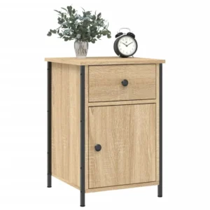 Lot de 2 tables de chevet chêne minimaliste 2 tiroirs, 40x42x60cm