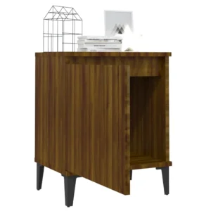 Lot de 2 chevets métal marron design industriel connecté, 40x30x50cm