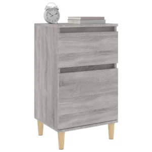 Lot de 2 chevets bois gris design moderne transparent, 40x35x70cm