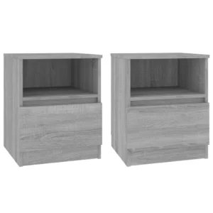 Lot de 2 tables de chevet bois gris design flottant, 40x40x50cm