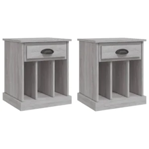 Lot de 2 tables de chevet bois gris moderne contemporain suspendu, 43x36x50cm