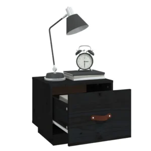 Lot de 2 tables de nuit pin rustique transparent, 40x34x35cm