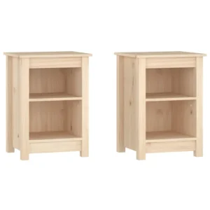 Lot de 2 tables de chevet pin design rustique 1 tiroir, 40x35x55cm