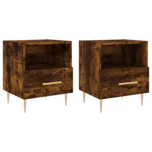 Lot de 2 tables de chevet bois design moderne tablette, 40x35x47.5cm