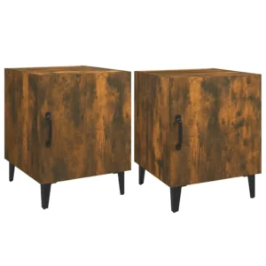 Lot de 2 tables de chevet chêne moderne étagère ouverte, 40x40x50cm