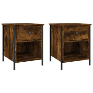 Lot de 2 tables de chevet chêne design moderne compact, 40x42x50cm